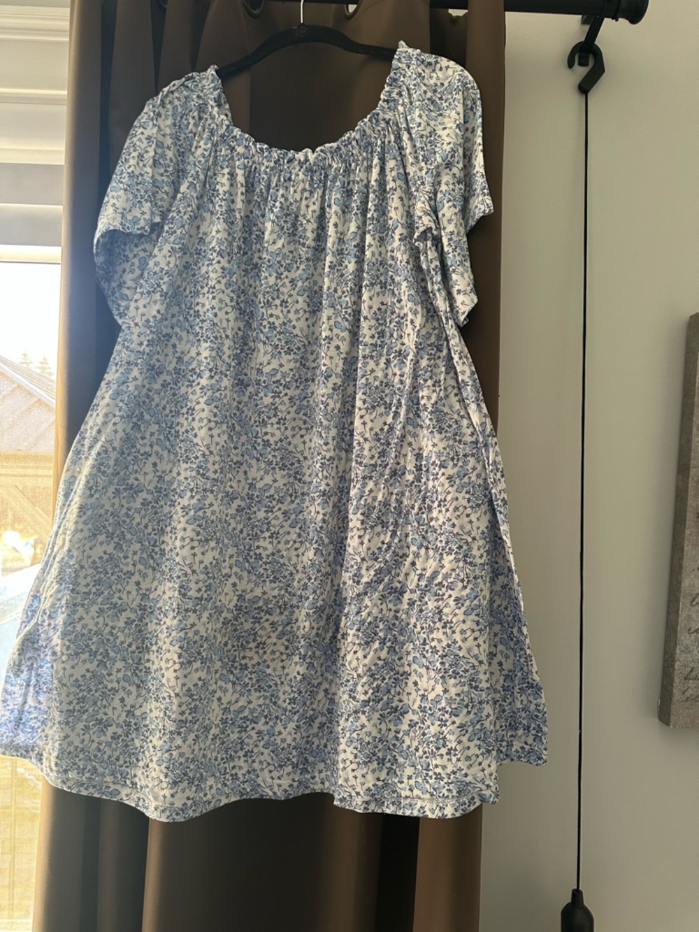 Blue Floral Peasant Dress for womens